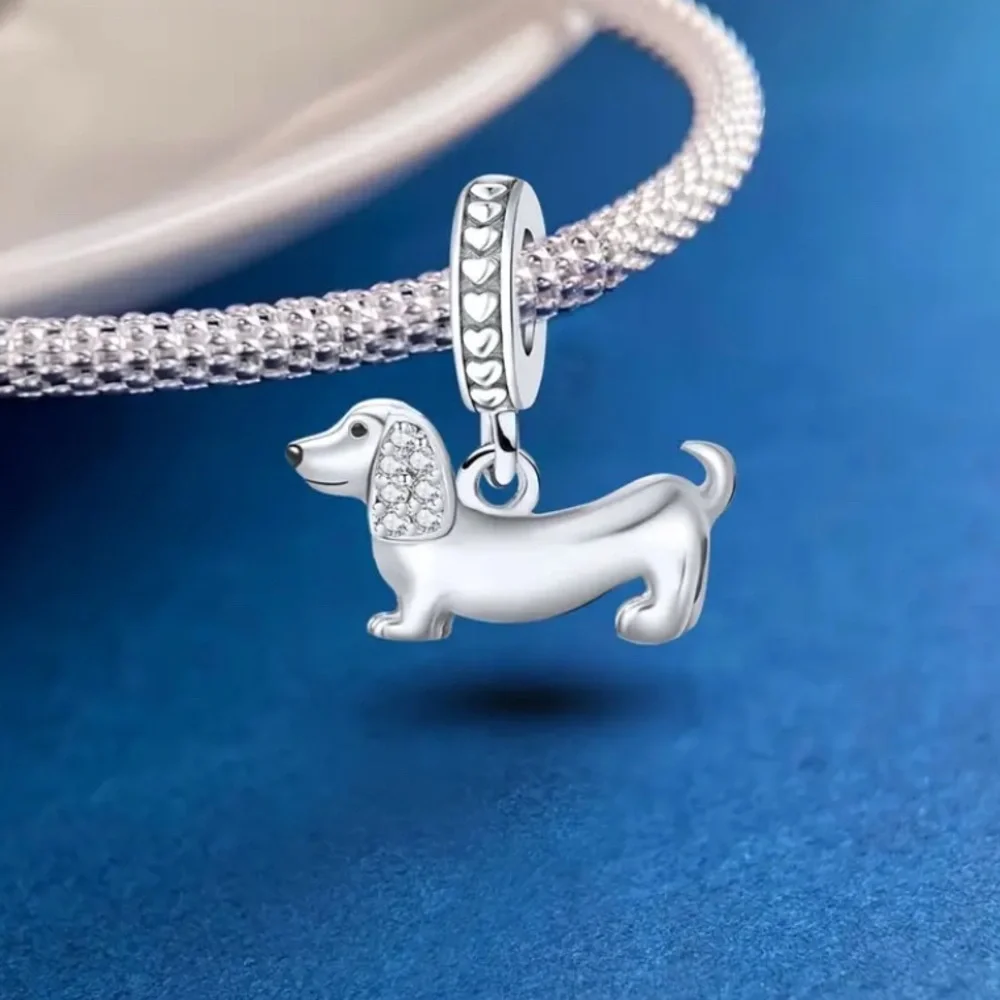 Silver Dachshund Dog Charm Pendant